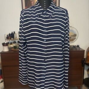 Equipment Women's Navy and White‎ Striped Blouse